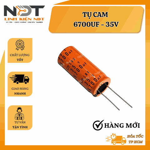 Tụ Hoá 6700uF 35V Hàng Mới Màu Cam - Linh Kiện NDT