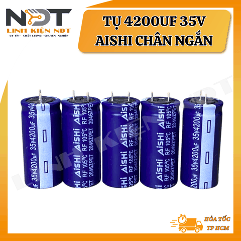 [ COMBO 5 CHIẾC ] Tụ Hóa 4200uf 35V Aishi 18x40mm Chân Ngắn Mới - Linh Kiện NDT