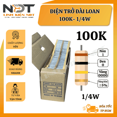Set 100 Điện Trở 100K 1/4W Đài Loan - Linh Kiện NDT