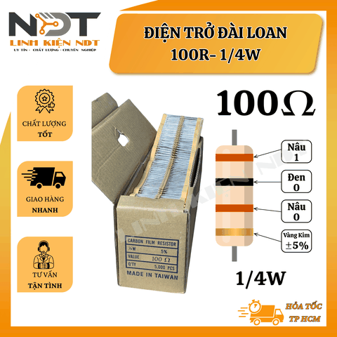 Set 100 Điện Trở 100R 1/4W Đài Loan - Linh Kiện NDT