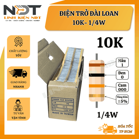 Set 100 Điện Trở 10K 1/4W Đài Loan - Linh Kiện NDT