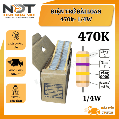 Set 100 Điện Trở 470K 1/4W Đài Loan - Linh Kiện NDT