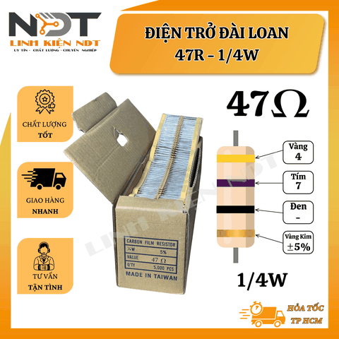 Set 100 Điện Trở 47R 1/4W Đài Loan - Linh Kiện NDT