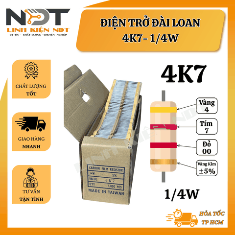 Set 100 Điện Trở 4K7 1/4W Đài Loan - Linh Kiện NDT