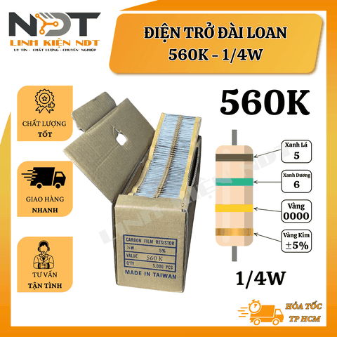 Set 100 Điện Trở 560K 1/4W Đài Loan - Linh Kiện NDT