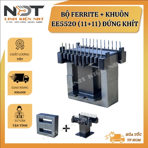 Lõi Biến Áp Xung EE5520 - Ferit + Khuôn 11+11 chân - Linh Kiện NDT