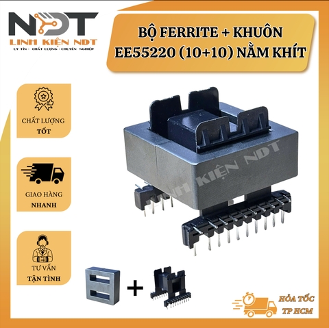 Lõi Biến Áp Xung EE5520 - Ferit + Khuôn Nằm 10+10 chân - Linh Kiện NDT