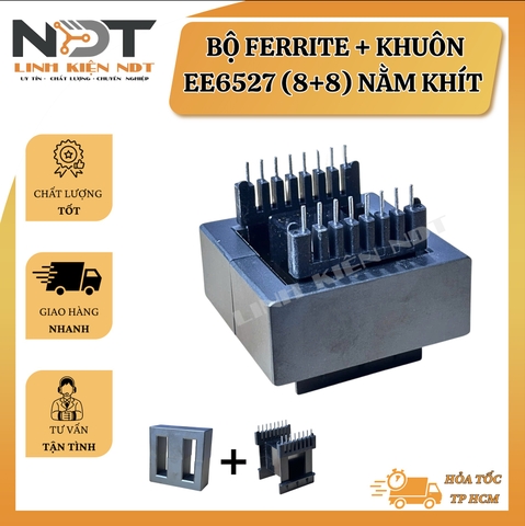 Lõi Biến Áp Xung EE6527 - Ferit + Khuôn Nằm 8+8 chân - Linh Kiện NDT