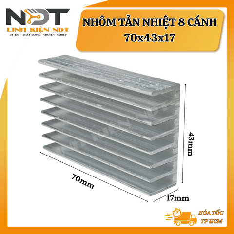 Nhôm Tản Nhiệt 8 Cánh Dài 7cm - 70*43*17mm- Linh Kiện NDT
