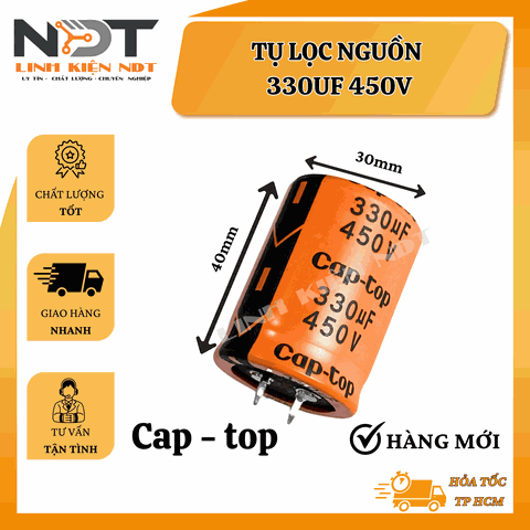 Tụ Hoá - Tụ Lọc Nguồn 330uF 450V Cap-top Hàng Mới Màu Cam - Linh Kiện NDT