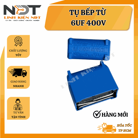 Tụ Bếp Từ 6uF 400V LoạI Đứng - Linh Kiện NDT