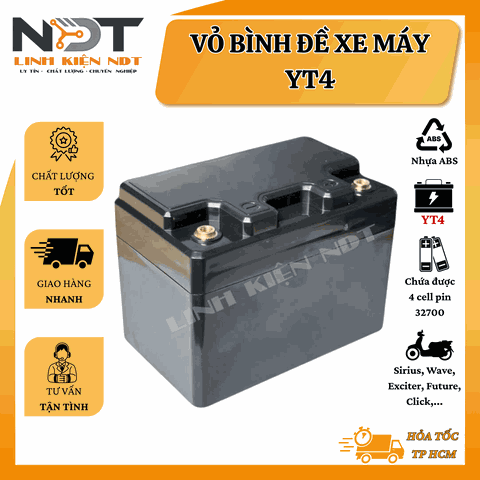Vỏ Bình Đề Xe Máy YT4 - Chỉ Có Vỏ Hộp - Linh Kiện NDT