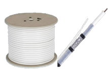 CXCBR6TM77W- RG6 Series, Tri-Shield 77% Coaxial Cable, 1000ft with Messenger, White