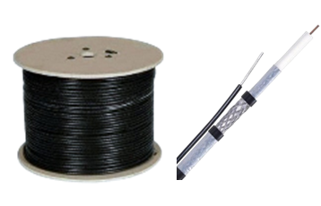 CXCBR6TM77B- RG6 Series, Tri-Shield 77% Coaxial Cable, 1000ft with Messenger, Black