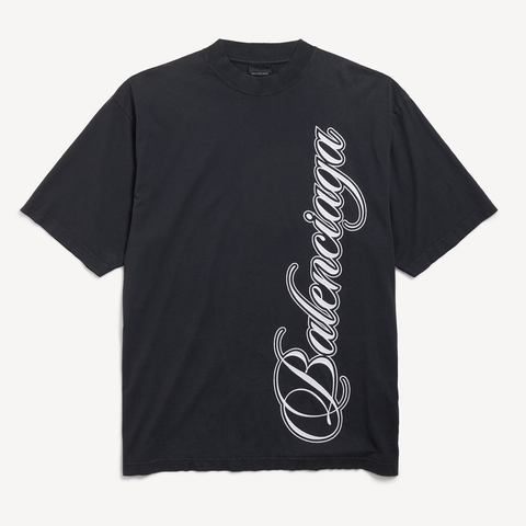ÁO BALENCIAGA MEN'S CURSIVE T-SHIRT (BLACK)