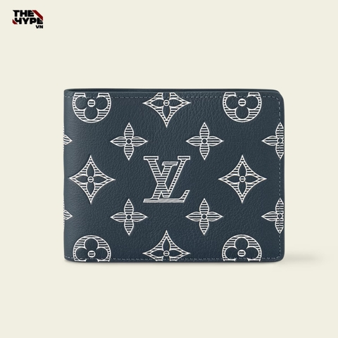 VÍ NGẮN LOUIS VUITION SHADOW MONOGRAM (NAVY BLUE)