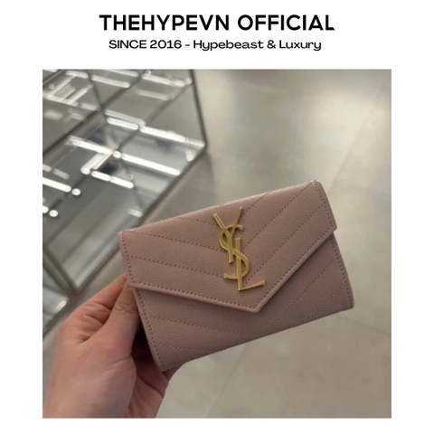 VÍ NGẮN SAINT LAURENT YSL CASSANDRE POWDER (PINK)