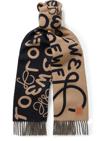 Khăn Loewe Wool and Cashmere (brown - black)