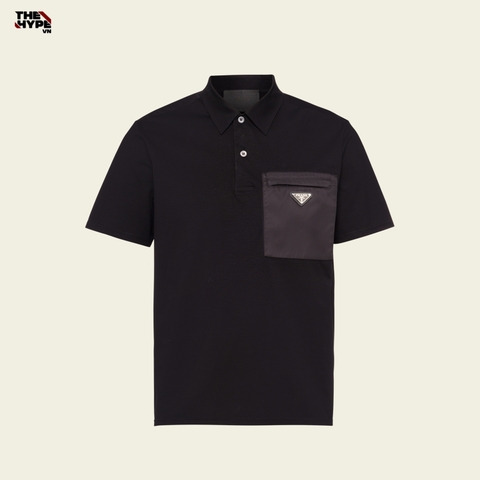 ÁO POLO PRADA NYLON POCKET TRIANGLE LOGO (BLACK)