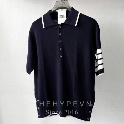 Áo Polo Thom Browne Birdseye Jacquard 4-Bar Short Sleeve (Navy) [Mirror Quality]