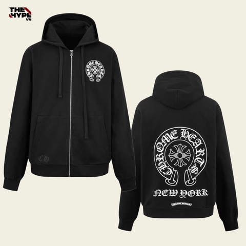 ÁO HOODIE ZIP CHROME HEARTS NEW YORK LOGO  (BLACK)