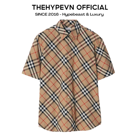ÁO SƠ MI BURBERRY BBR CHECK WOVEN CURVED (SAND)