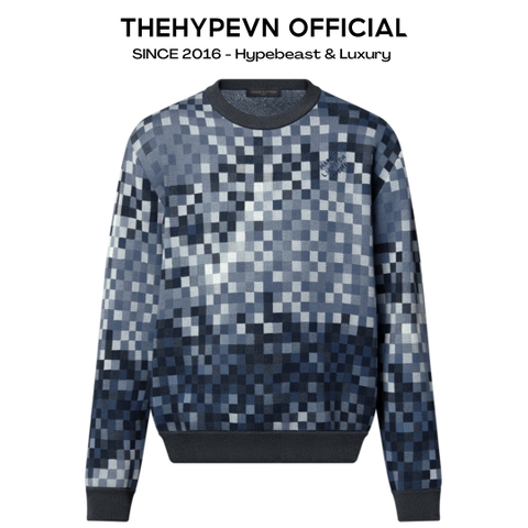 ÁO SWEATER LOUIS VUITTON LV DAMOFLAGE MARQUE (NAVY)