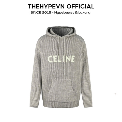 ÁO HOODIE CELINE WINTER RIBBED WOOL (LIGHT GREY)