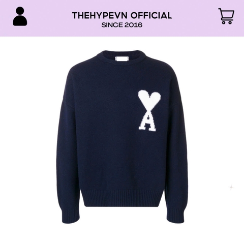 ÁO SWEATER AMI PARIS BIG HEART LOGO (NAVY)