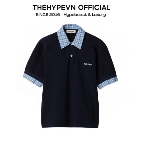 ÁO POLO MIU MIU LAYER EFFECT BLUE (BLACK)
