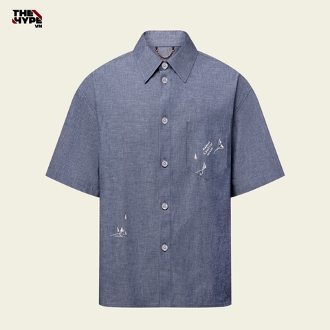 ÁO SƠ MI LOUIS VUITTON COTTON EMBRIODERED CHAMBRAY (BLUE)