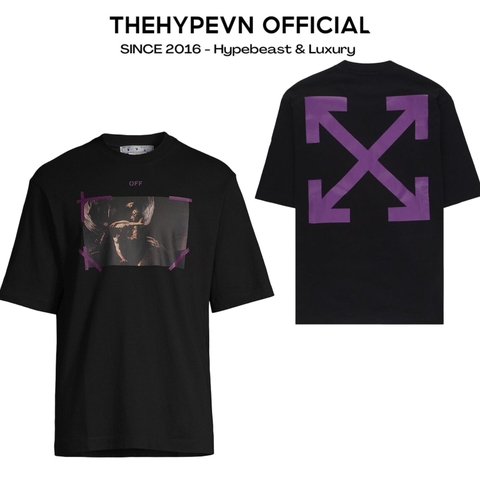 Áo Thun Off-White Arrow Caravaggio Mercy Purple Line (Black) [Mirror Quality]