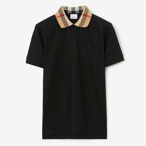 ÁO POLO BURBERRY CHECK COLLAR (BLACK)