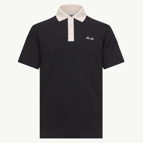 ÁO POLO MONCLER PIQUET SCRIPT LOGO (BLACK)