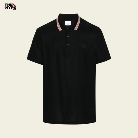 ÁO POLO BURBERRY STRIPE CIRCLE LOGO (BLACK)