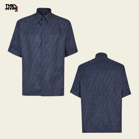 ÁO SƠ MI FENDI PLAYERA FF SILK SHIRT (BLUE)