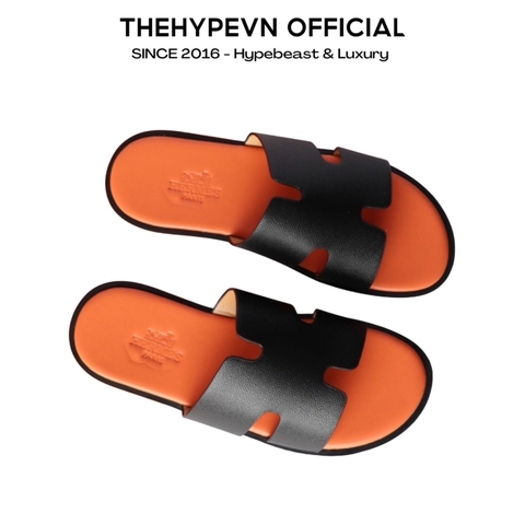 Dép Hermès Izmir Sandals (Black Orange) [Mirror Quality]