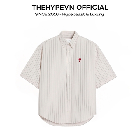 ÁO SƠ MI AMI PARIS STRIPE SHORT SLEEVE (WHITE)