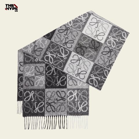 KHĂN LOEWE SCARF IN WOOD AND CASHMERE (GRAY)