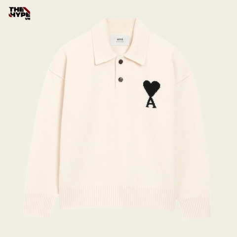 ÁO SWEATER AMI PARIS WOOL POLO (CREAM)