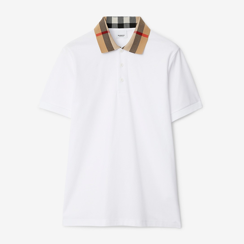 ÁO POLO BURBERRY CHECK COLLAR (WHITE)