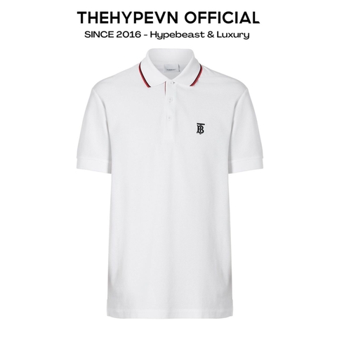 ÁO POLO BURBERRY BBR ICON STRIPE PLACKET (WHITE)