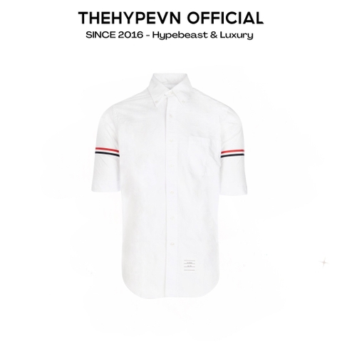 ÁO SƠ MI THOM BROWNE TB ARMBAND SLEEVED OXFORD (SỌC TAY NGẮN - TRẮNG)