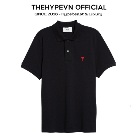 ÁO POLO AMI PARIS SMALL HEART LOGO COTTON (BLACK)