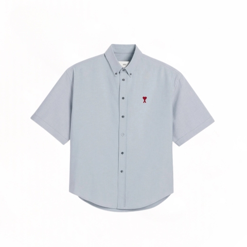 ÁO SƠ MI AMI PARIS BOXY SHORT SLEEVE OXFORD (BLUE)