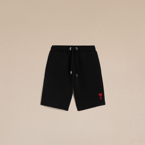 QUẦN NGẮN AMI PARIS HEART LOGO COTTON SHORTS (BLACK)