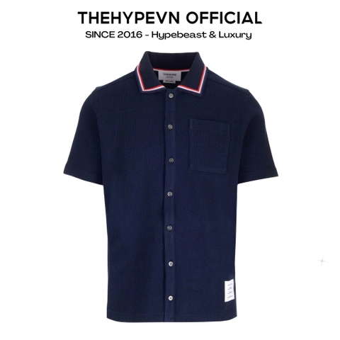 ÁO POLO THOM BROWNE TB TEXTURED COTTON (NAVY)