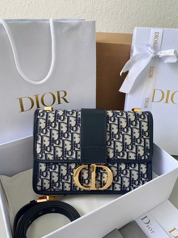TÚI MONTAIGNE BAG IN BLUE DIOR OBLIQUE JACQUARD