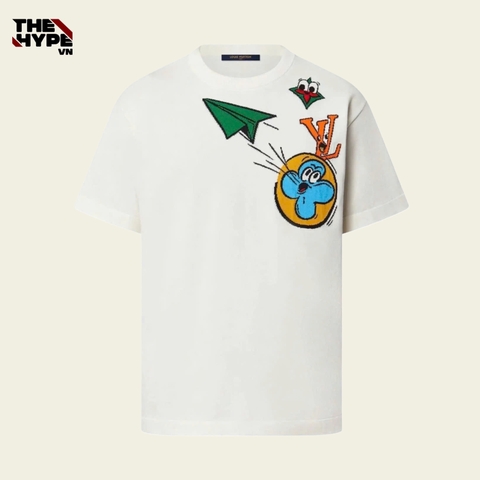 LOUIS VUITTON TEE - Áo LV Monogram Comics Intarsia Short-Sleeved Crewneck (White) [Mirror Quality]