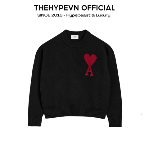 ÁO SWEATER AMI PARIS BIG HEART MERINO WOOL (BLACK)